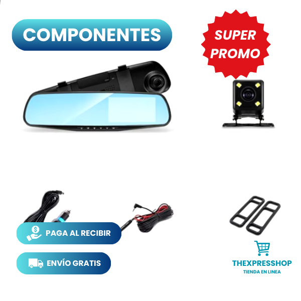 ESPEJO RETROVISOR - DOBLE CAMARA DASHPRO™