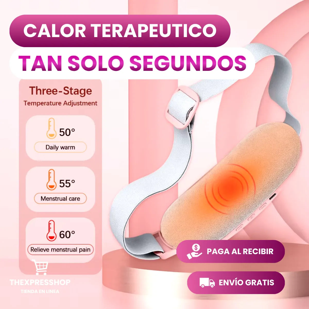 TERMOFEM™ - BANDA TERMICA PARA COLICOS MENSTRUALES - RECARGABLE USB