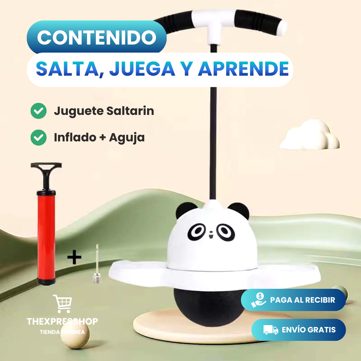 PELOTA SALTARIN PRO LED + INFLADOR (¡Salta, juega y aprende con Salta y Equilibra PRO!)